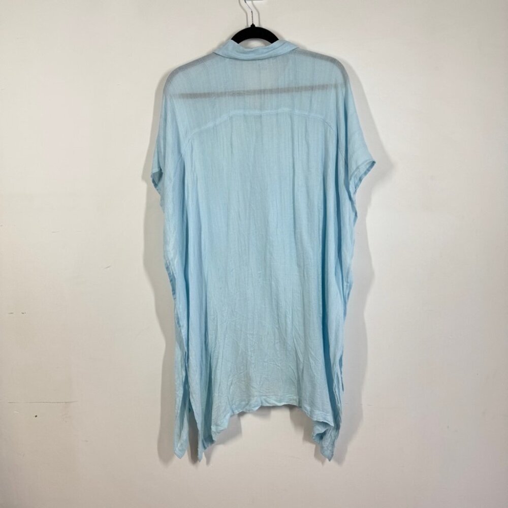 L*Space Light Blue Oversized Beach Cover Up Viscose Button Down Shirt Dress XS/S - Picture 5 of 13